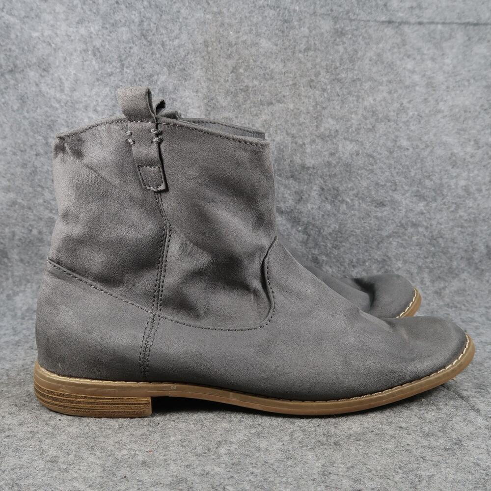 Old Navy Shoes Womens 9 Boots Suede Pull On Ankle Bootie Gray Casual Comfort